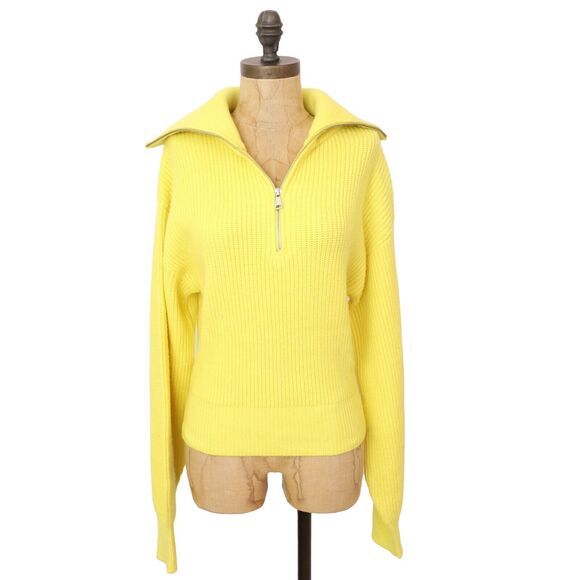 STEVE MADDEN Rowan Pullover S Ribbed Quarter Zip Sulphur Spring Yellow NWT B68 - Picture 2 of 6